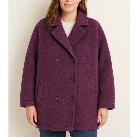 Vintage 80s LL Bean Peacoat Wool Blend Purple - Picture 1 of 8